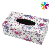 Moda retângulo flor design caixa de tecido de couro (zjh081)